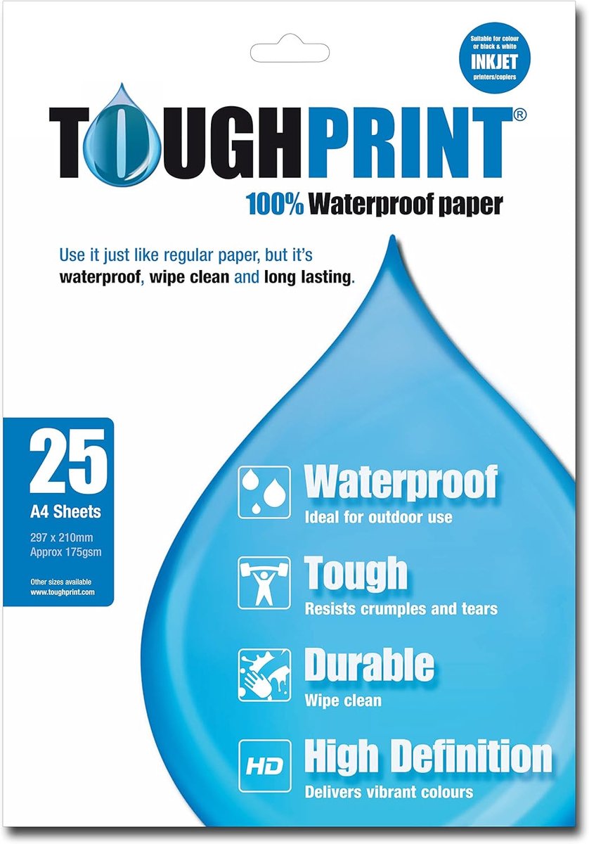 Waterdicht Papier A4 - 25 Vellen - Sterk en scheurbestendig - Perfect voor weerbestendige documenten - ShopVlot