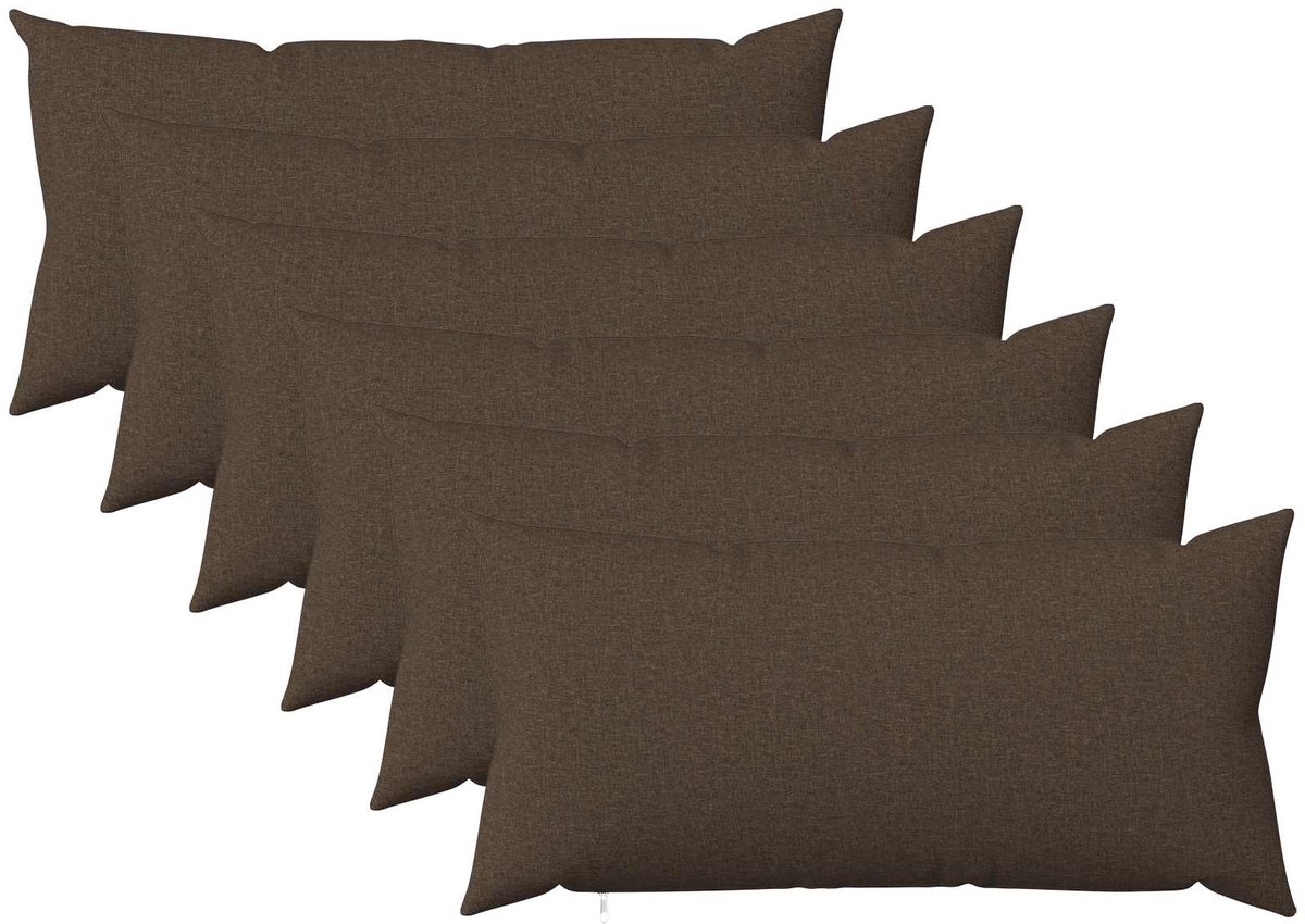 vidaXL Dekenkussen - 6 - st - HEERLEN - Taupe - 40 - x - 80 - cm - Stof