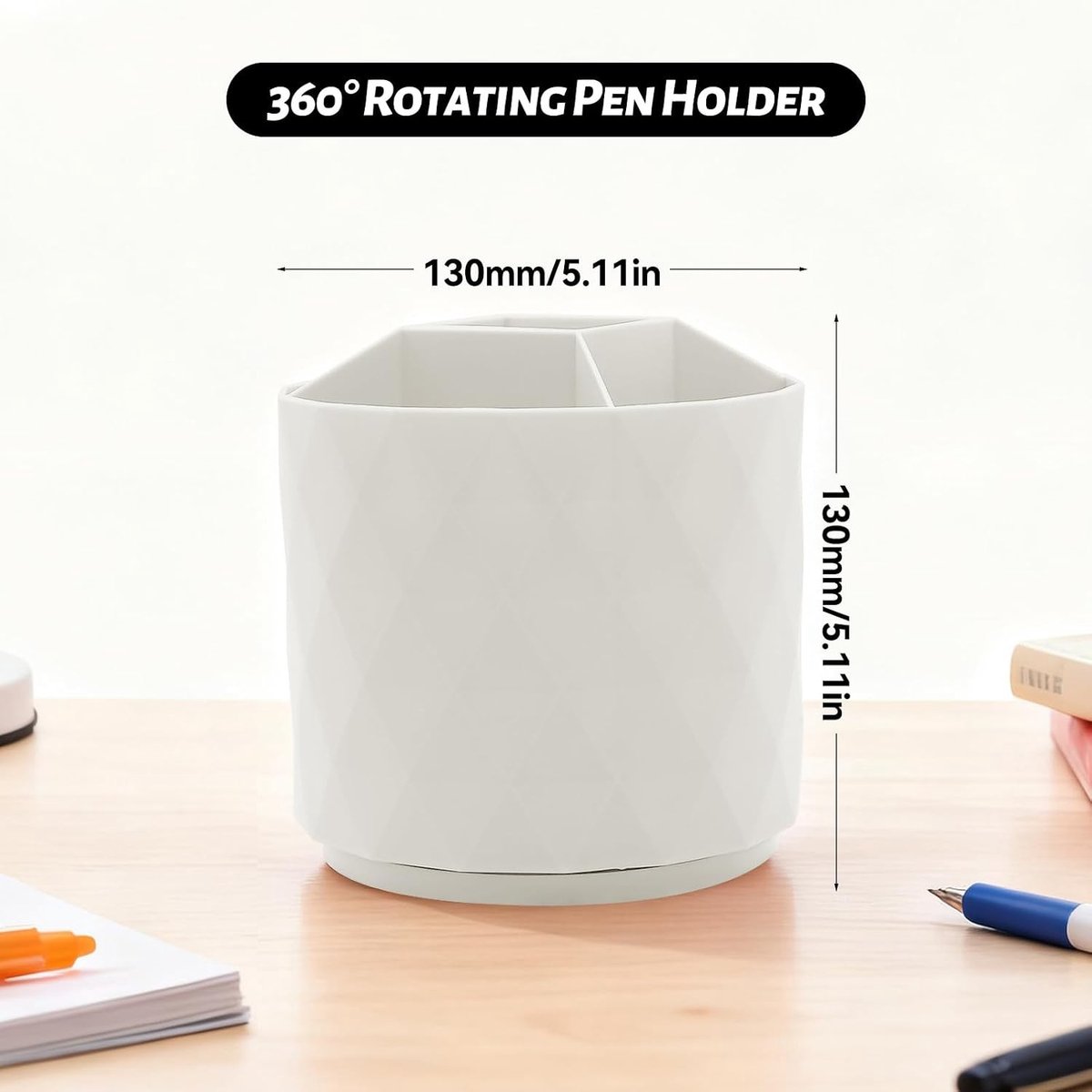 360 Graden Rotating Pennenhouder voor Bureau - Organizer met 5 Compartimenten voor Kantoor, School en Thuis - Ideaal voor Pennen, Potloden en Kantooraccessoires