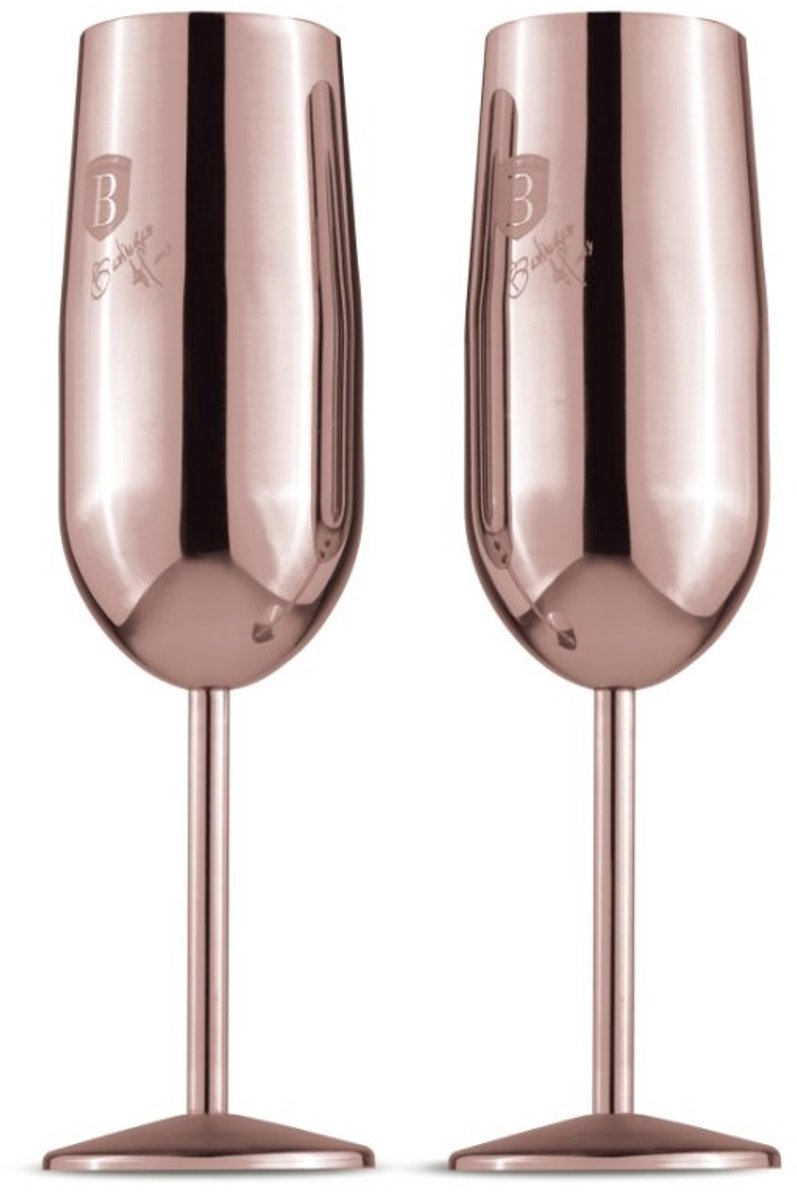 Set van 2 champagneglazen van 260 ml, Rosegold