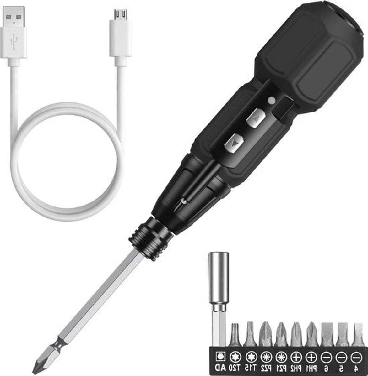 Mini elektrische schroevendraaierset 13-in-1 - precisiepowerschroevendraaierset - 10 bits - magnetische fijnmechanica-schroevendraaier met ledlampen
