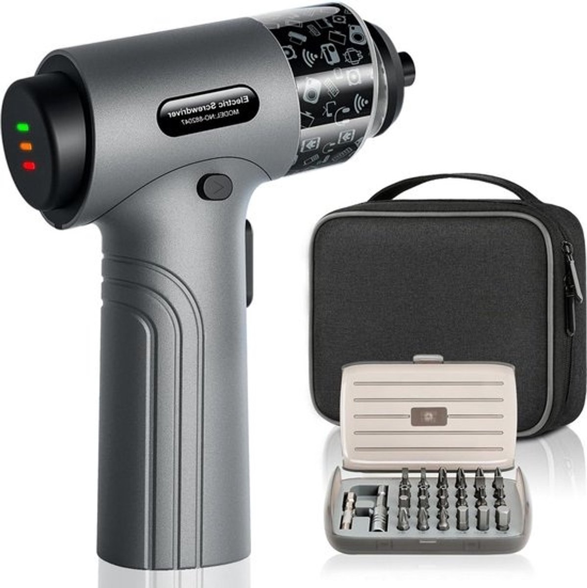 Accuschroevendraaier klein met 32 accessoires - oplaadbaar - 2500 mAh batterij - ledlicht - draagtas - 5 Nm draaimoment