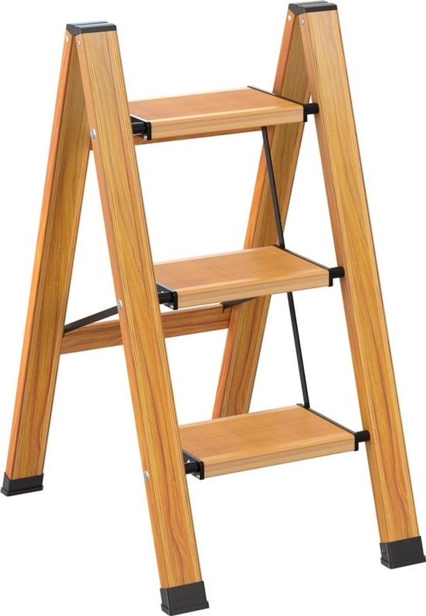 Inklapbare aluminium trapladder - Vouwladder 3 treden antislip huishoudladder - Draagbaar tot 150 kg - Multifunctioneel voor keuken badkamer camping Trapladder