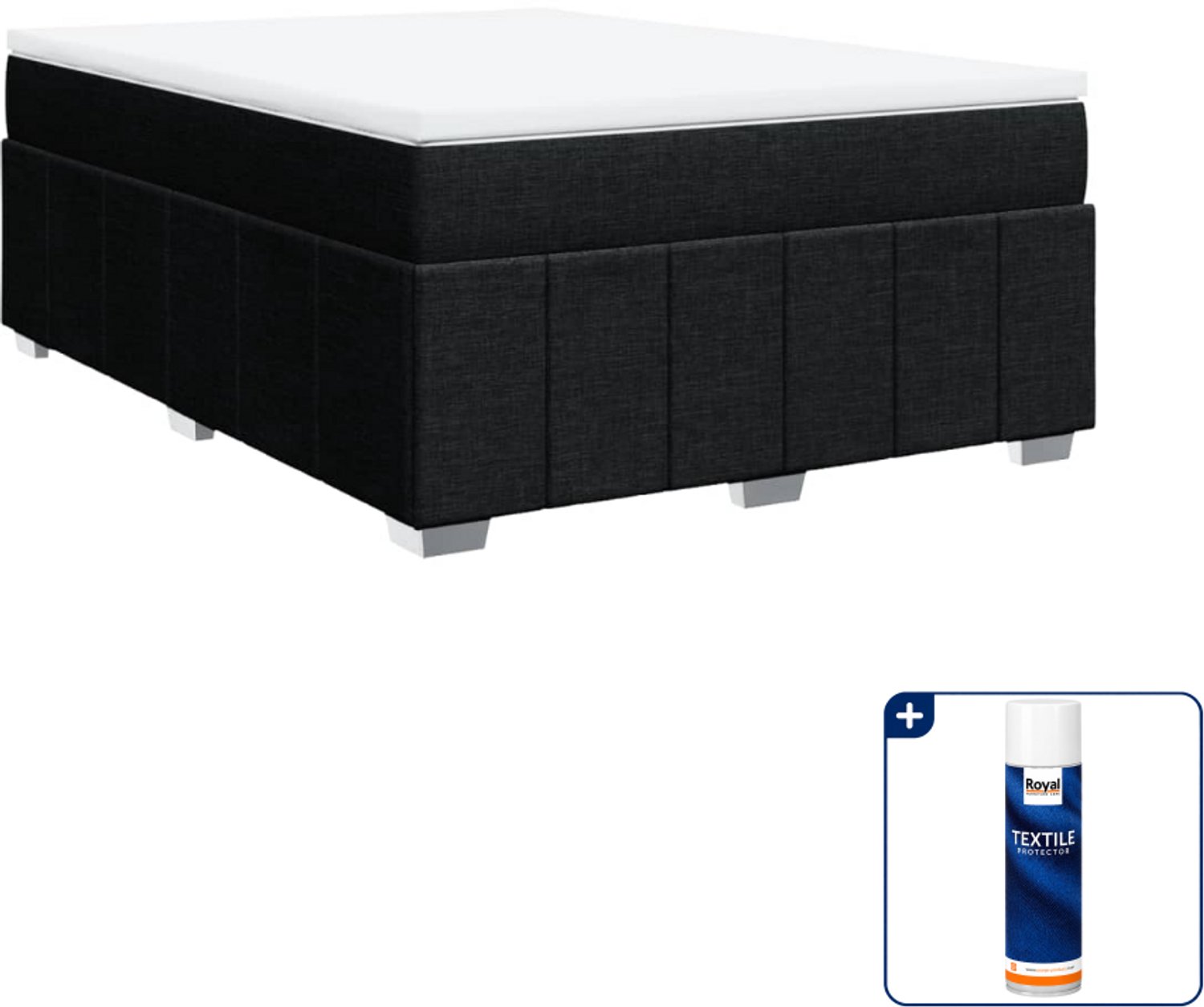 vidaXL Queensize boxspring - 160 x 200 cm - zwart - Inclusief textielbeschermer 500 ml
