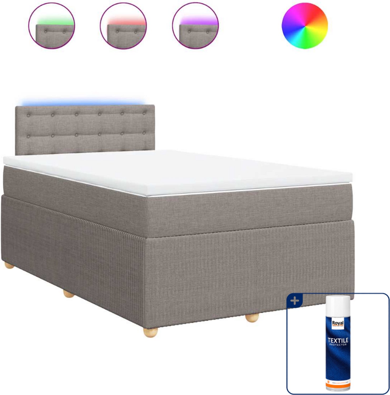 vidaXL boxspring met matras - 120 x 190 cm - stof - taupe - Inclusief textielbeschermer 500 ml