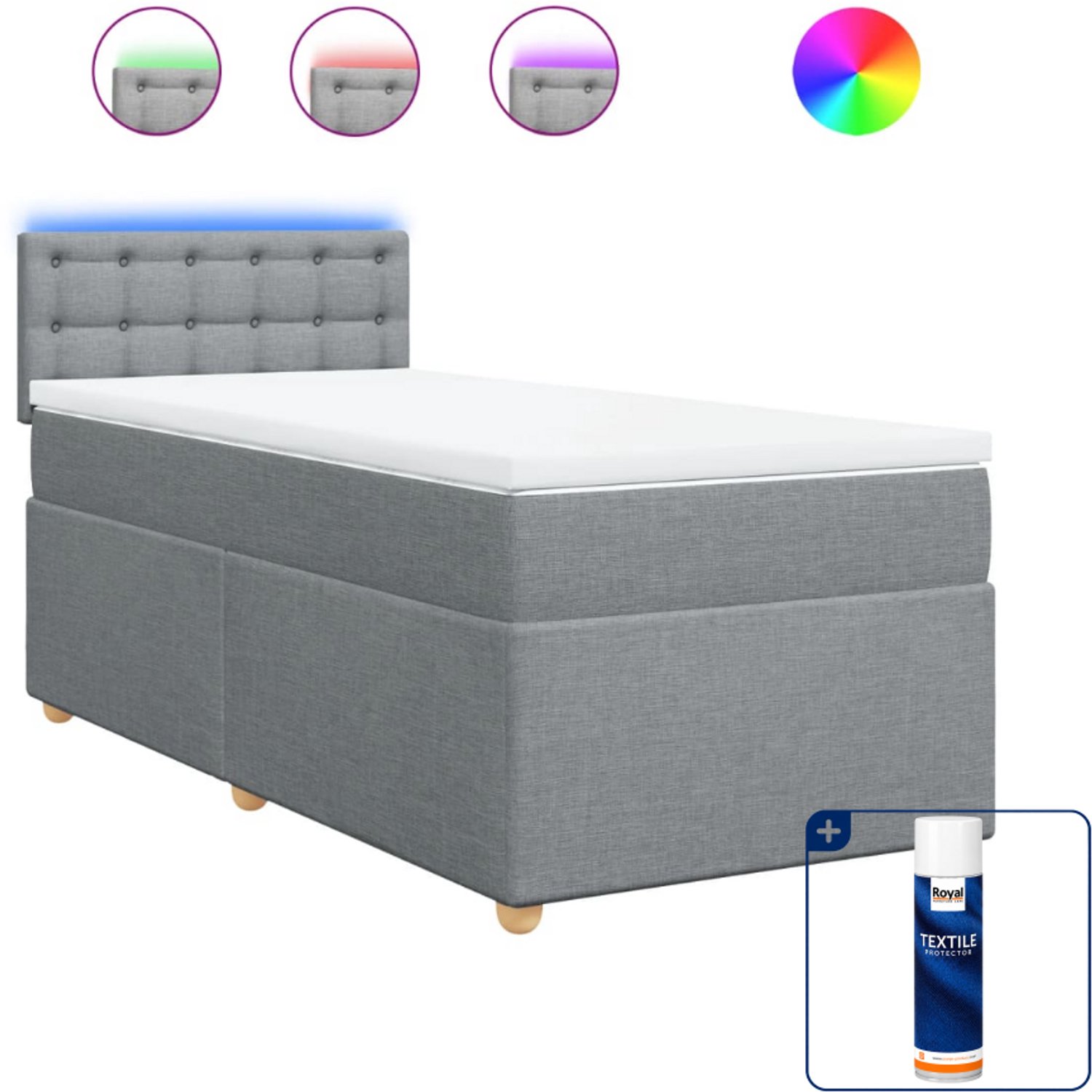 vidaXL boxspring met matras 90x190 cm - lichtgrijs - Inclusief textielbeschermer 500 ml