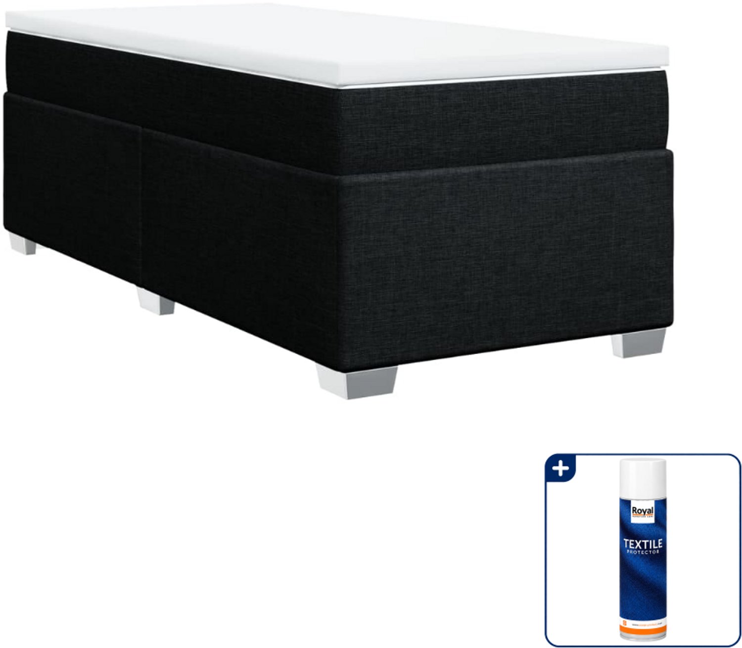 vidaXL boxspring met matras 90 x 190 cm - zwart - Inclusief textielbeschermer 500 ml