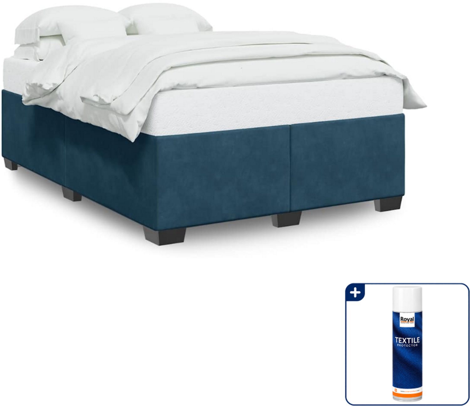 vidaXL bedframe Queensize - 160 x 200 cm - fluweel - blauw - Inclusief textielbeschermer 500 ml Grijs