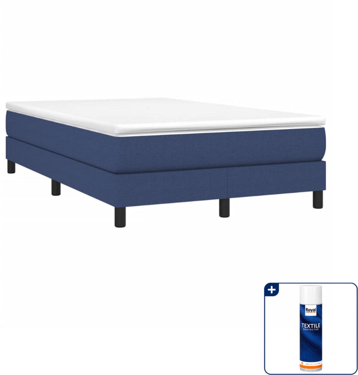 vidaXL boxspring met matras - 120 x 190 cm - stof - blauw - Inclusief textielbeschermer 500 ml