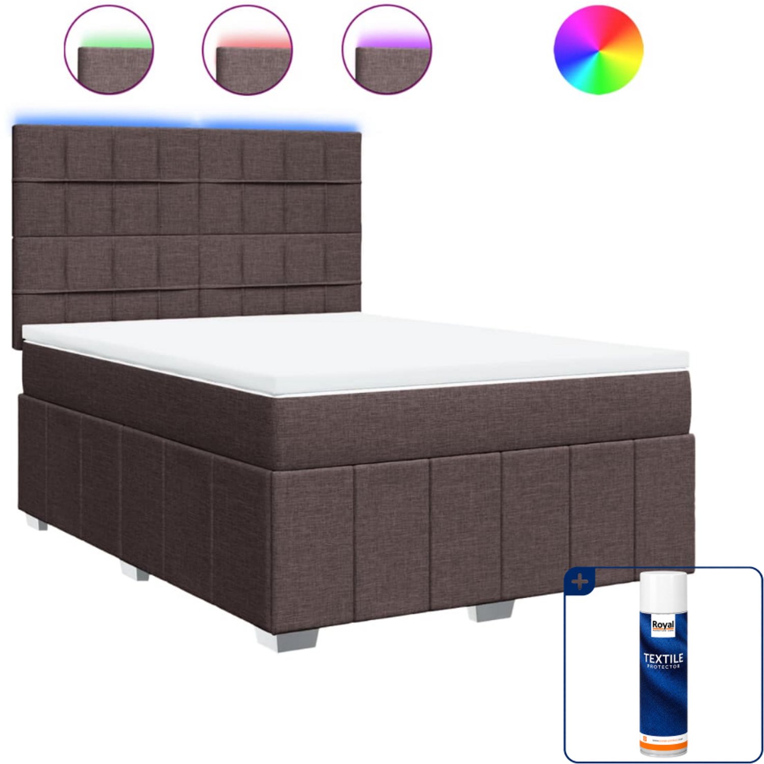vidaXL queensize boxspring met matras - 160 x 200 cm - donkerbruin - Inclusief textielbeschermer 500 ml