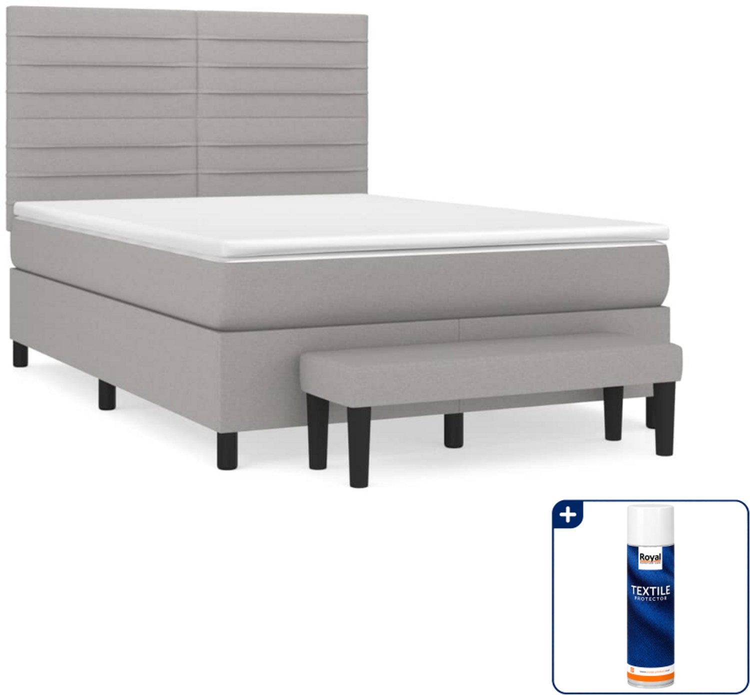 vidaXL boxspring Small double 140 x 200 cm - stof - lichtgrijs - Inclusief textielbeschermer 500 ml