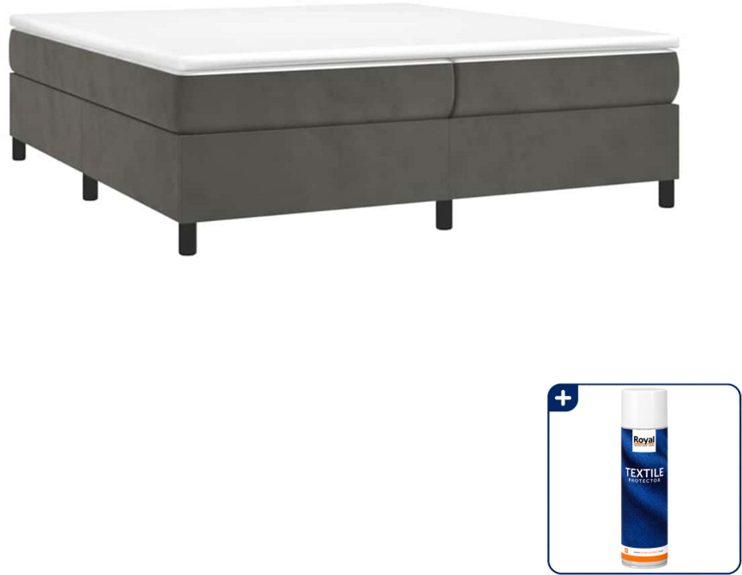 vidaXL Boxspring met matras - Super kingsize - 200 x 200 cm - fluweel - Inclusief textielbeschermer 500 ml Wit
