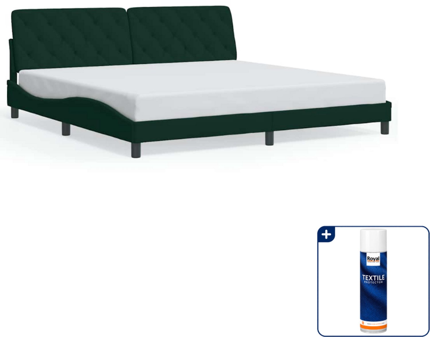 vidaXL Bedframe - 200 x 200 cm - fluweel - donkergroen - Inclusief textielbeschermer 500 ml