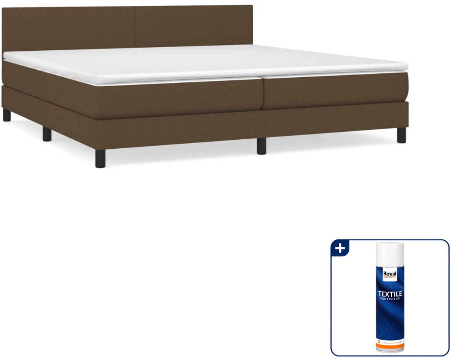 vidaXL Boxspring met matras - Super kingsize - 200 x 200 cm - bruin - Inclusief textielbeschermer 500 ml