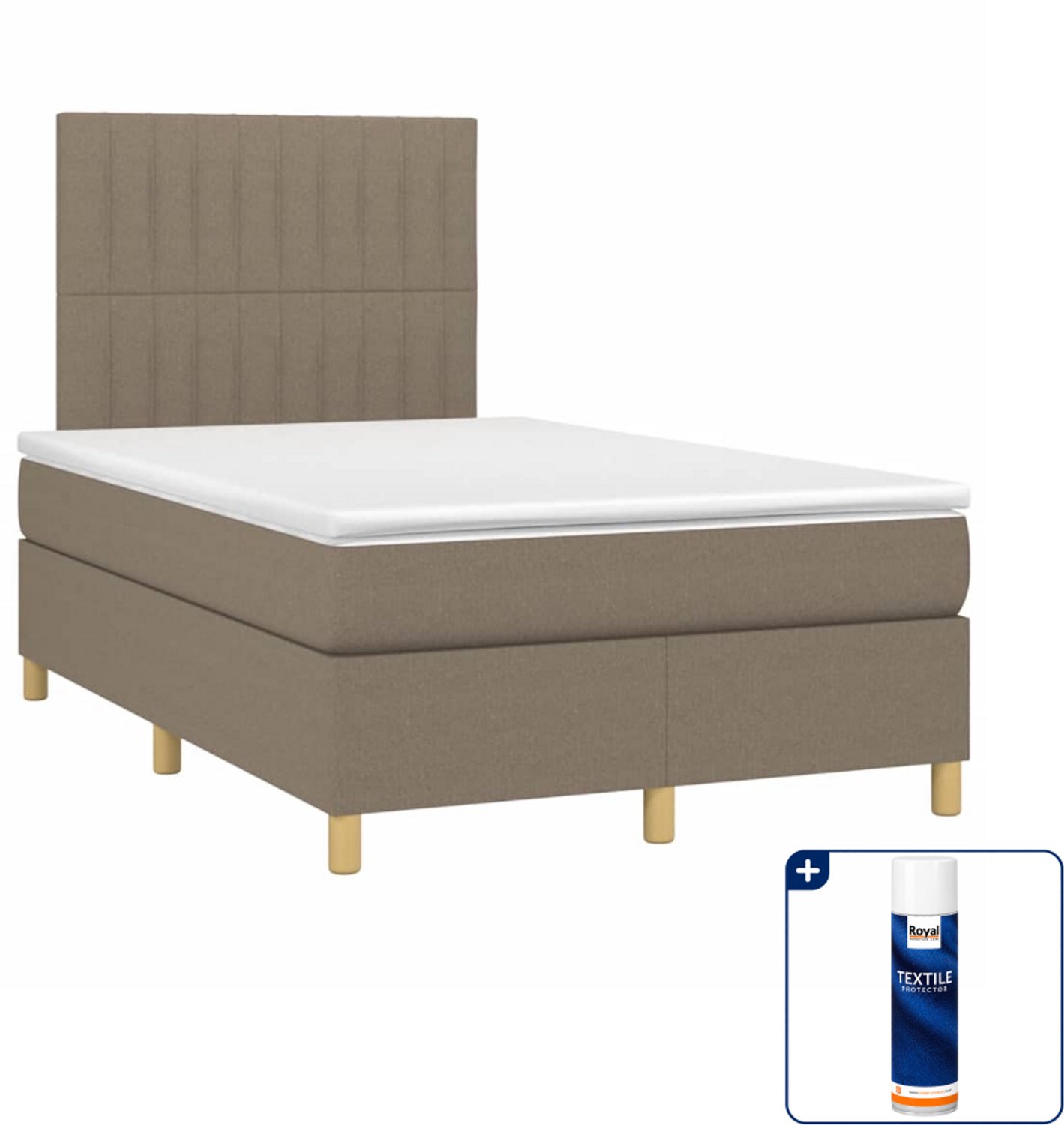 vidaXL boxspring met matras 120 x 190 cm - taupe - Inclusief textielbeschermer 500 ml