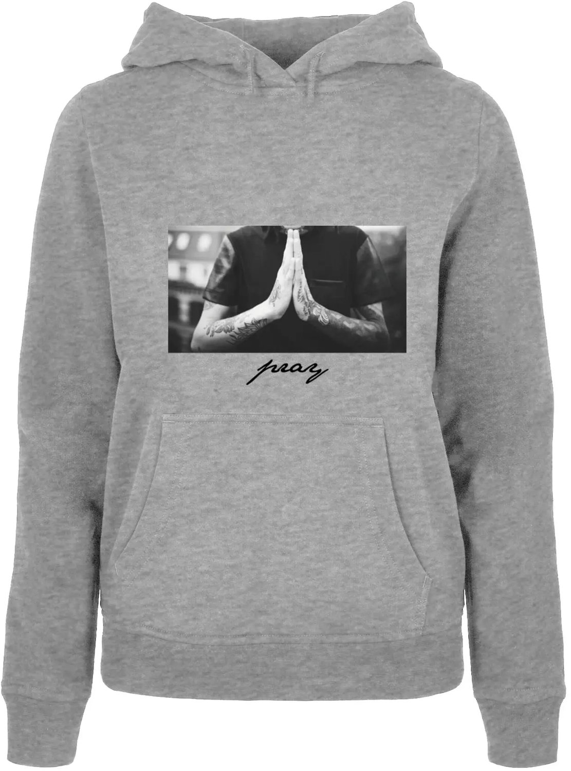 Dames Hoodie Mister Tee Pray New Basic Heidegrijs