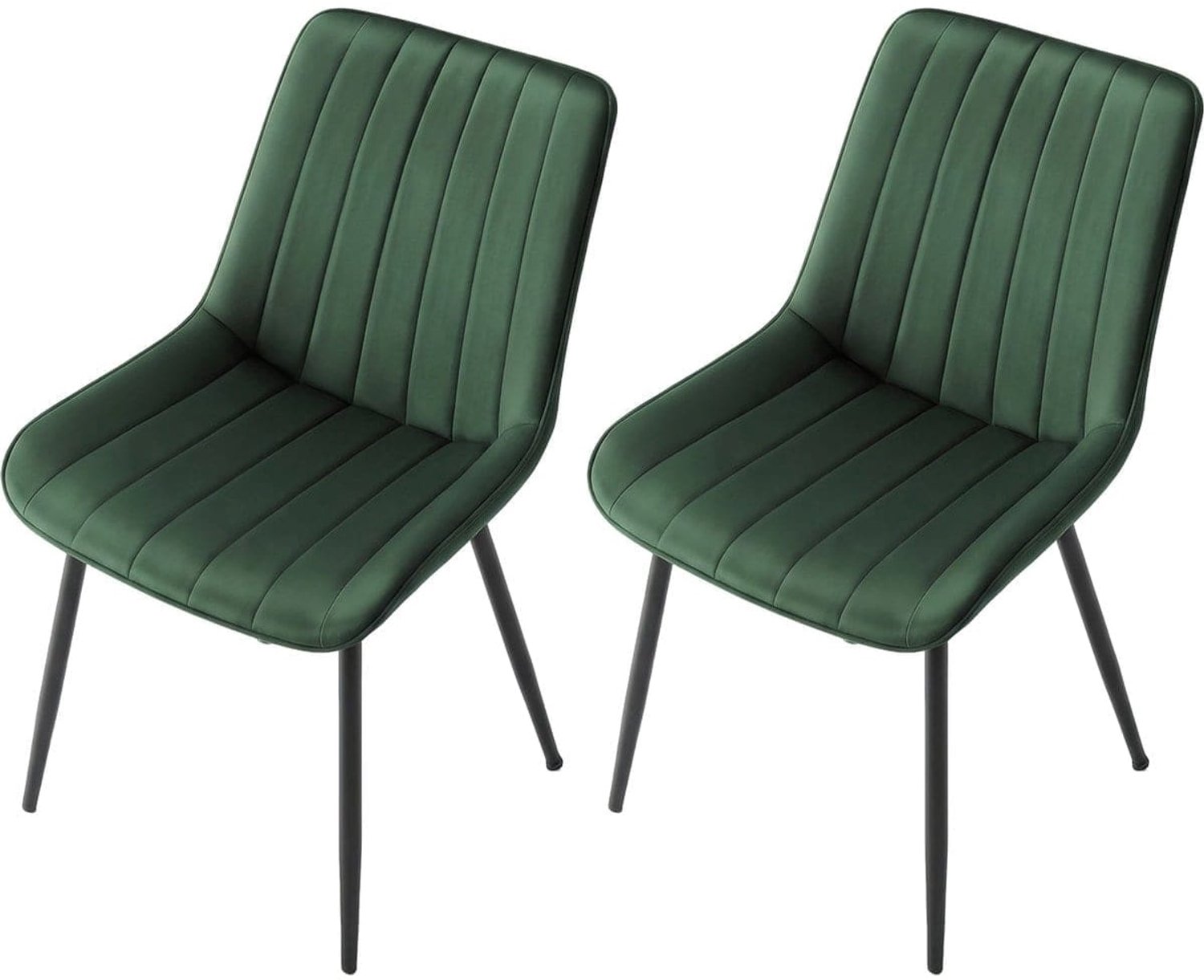 Klarven Eetkamerstoelen Set van 2 Groen-Zwart - Gestoffeerde Eetkamerstoelen - Dining Chairs - Stevig Stalen Frame, Draagvermogen 120 kg - 48x57x80 cm