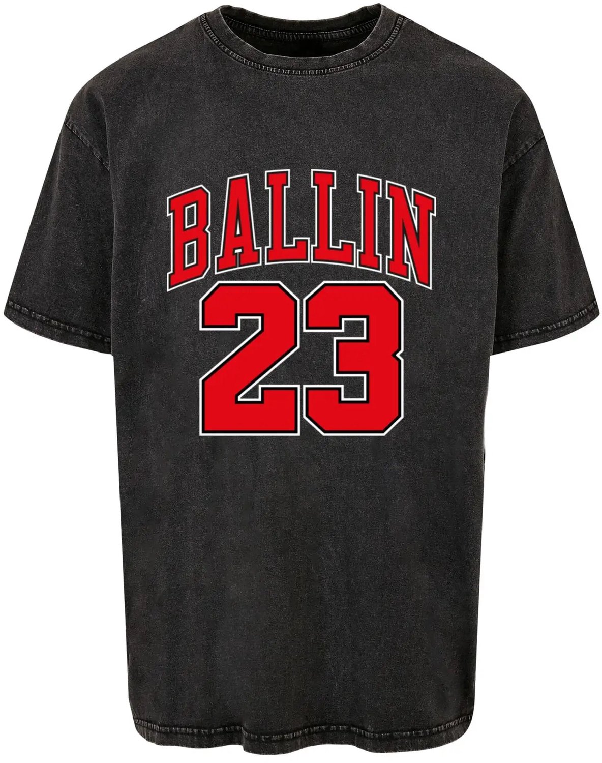 Oversized T-shirt Mister Tee Ballin 23 Acid Washed Heavy Zwart
