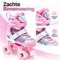 Roze rolschaats met comfortabele binnenvoering, ademende mesh-stof en ABEC-7 kogellagers.