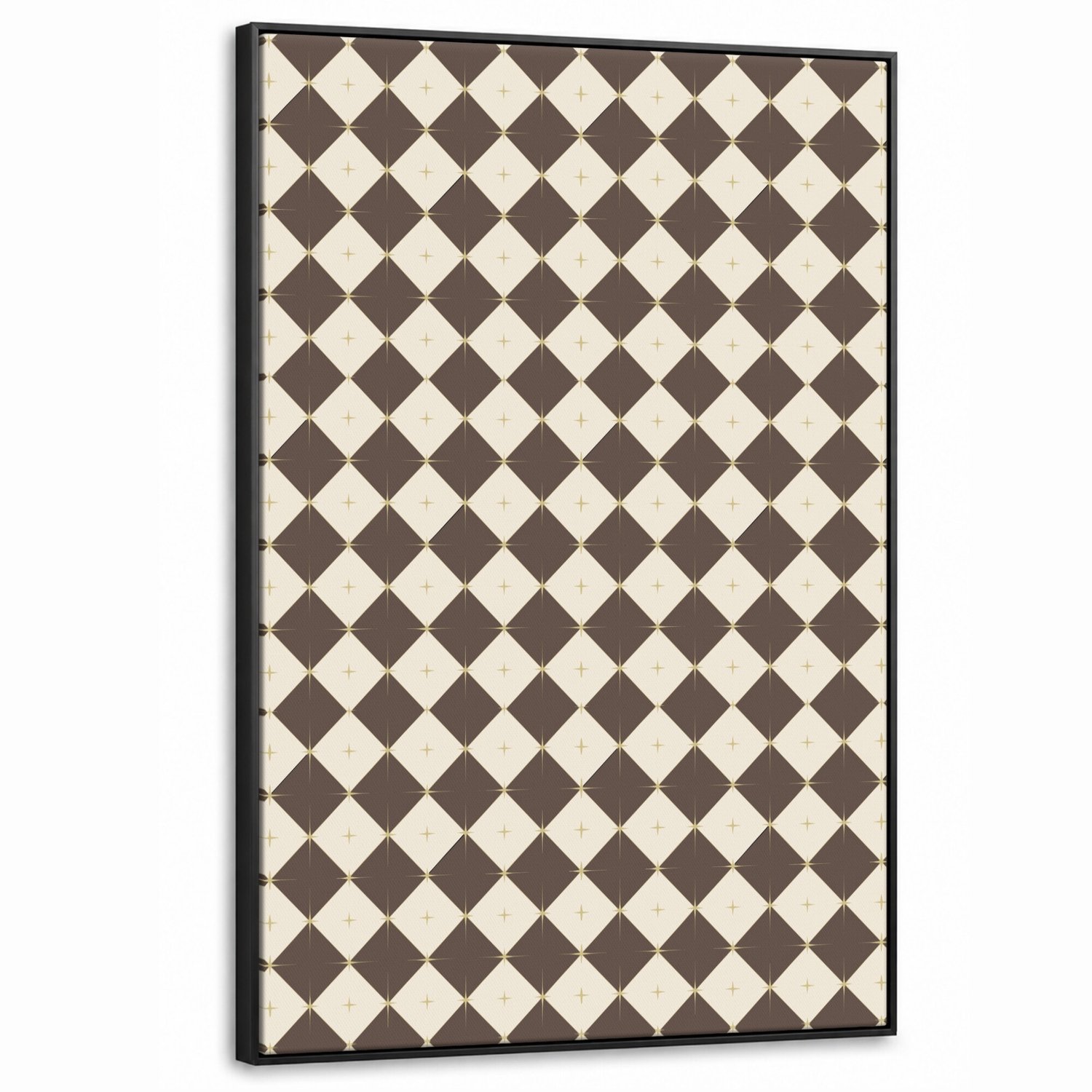 Canvas Schilderij met Baklijst XXL Canvas Schilderij met Baklijst 80x120cm - Ster - Bruin - Wit - Kerst - Muurdecoratie woonkamer - Slaapkamer decoratie - Kamer accessoires - Schilderijen op canvas met lijst groot