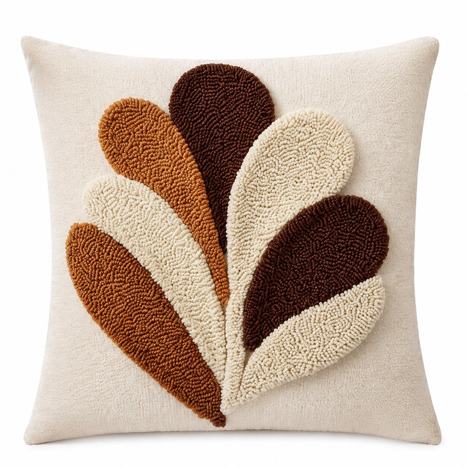 SWGOTA Sierkussenhoezen combinatie 45 x 45 cm - Linnen met pompoen- en bladmotieven in reliëf - Voor bank en bed Crème