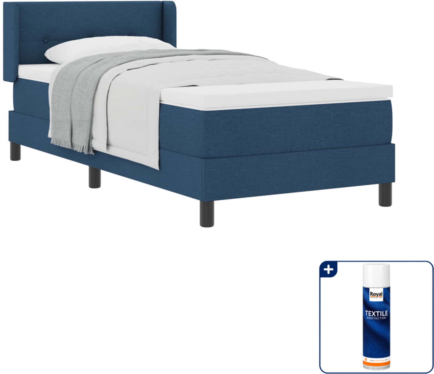 vidaXL boxspringbed - 90 x 190 cm - blauw - Inclusief textielbeschermer 500 ml