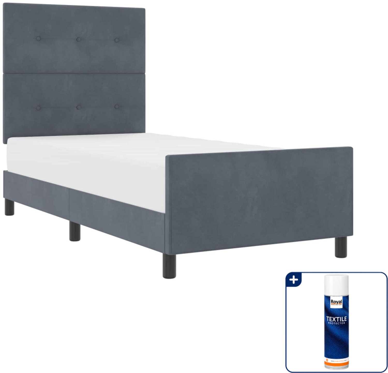 vidaXL boxspringbed - 90 x 190 cm - fluweel - donkergrijs - Inclusief textielbeschermer 500 ml Bruin