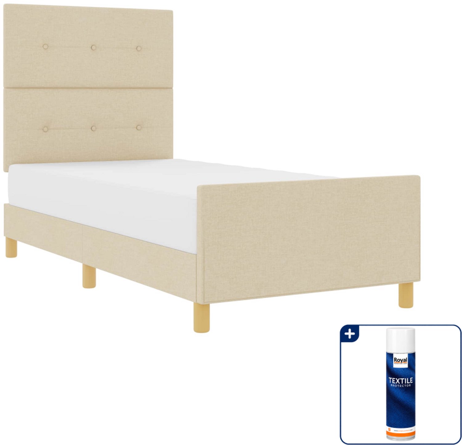 vidaXL Bedframe - 100 x 200 cm - Crème - Inclusief textielbeschermer 500 ml Wit