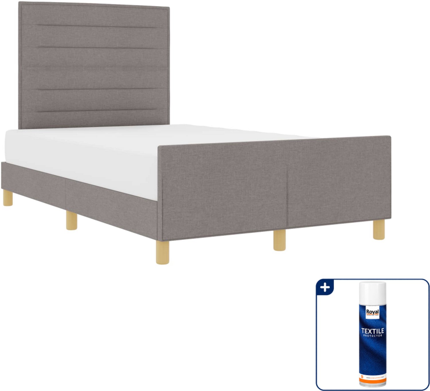 vidaXL bedframe Queensize - 160 x 200 cm - taupe - Inclusief textielbeschermer 500 ml