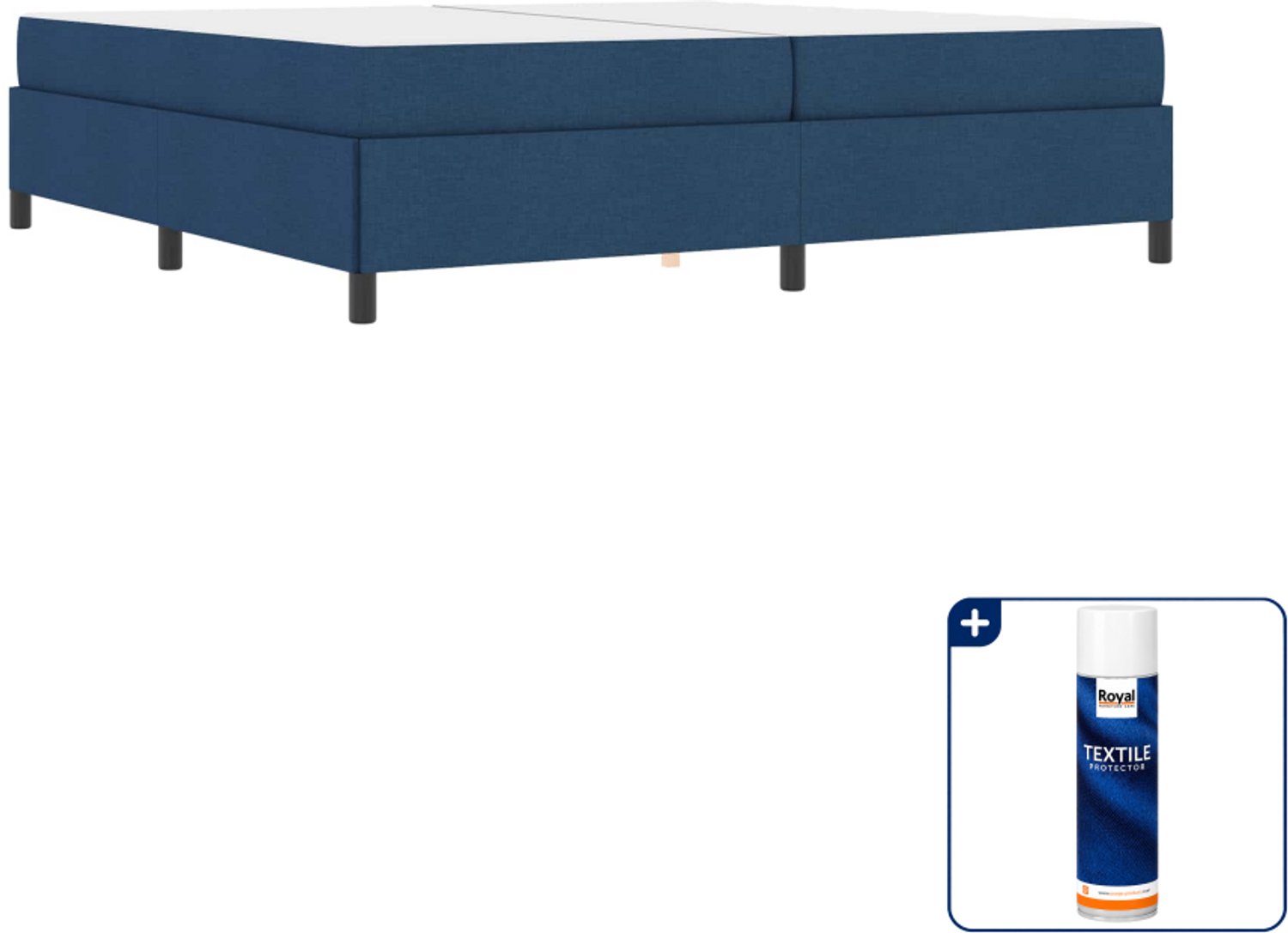 vidaXL boxspringbed - 200 x 200 cm - bewerkt hout - blauw - Inclusief textielbeschermer 500 ml Bruin