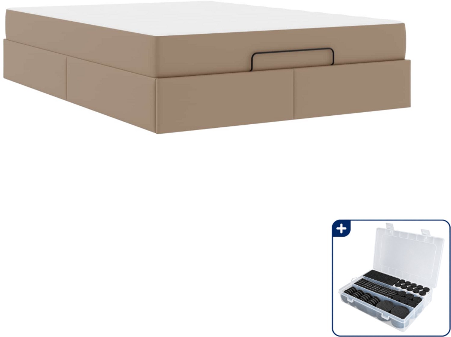 vidaXL bedframe met matras - 140 x 190 cm - tan - Inclusief antikrasvilt 177-delig Bruin