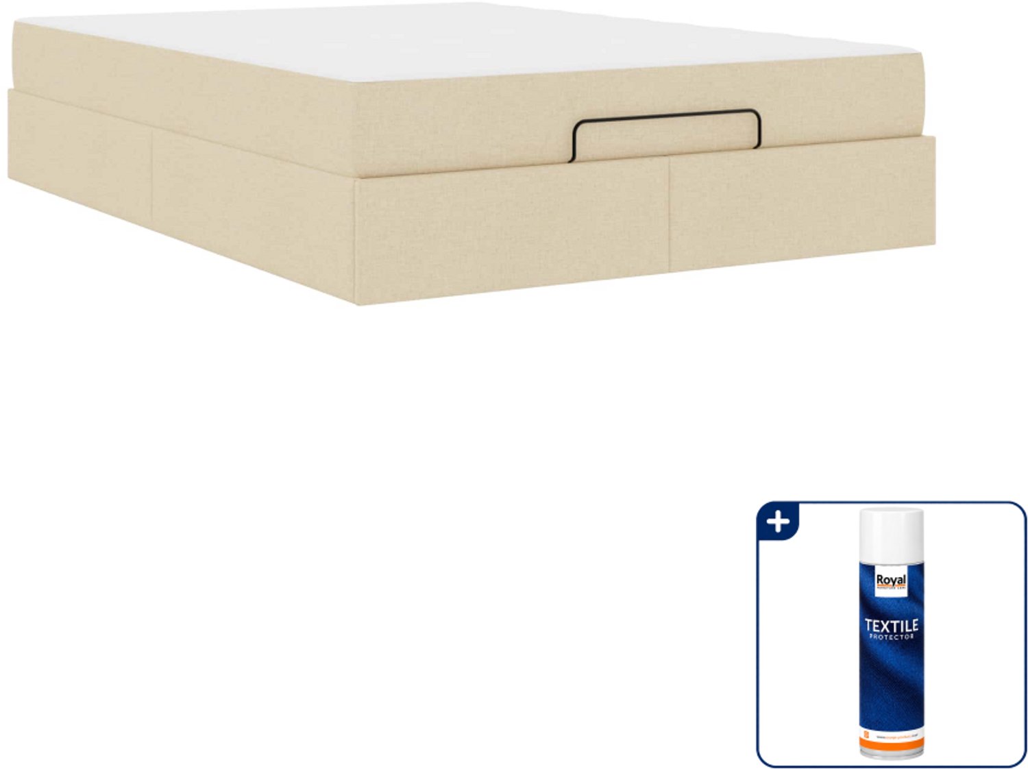 vidaXL queensize bed met matras - 160 x 200 cm - stof - crème - Inclusief textielbeschermer 500 ml Bruin