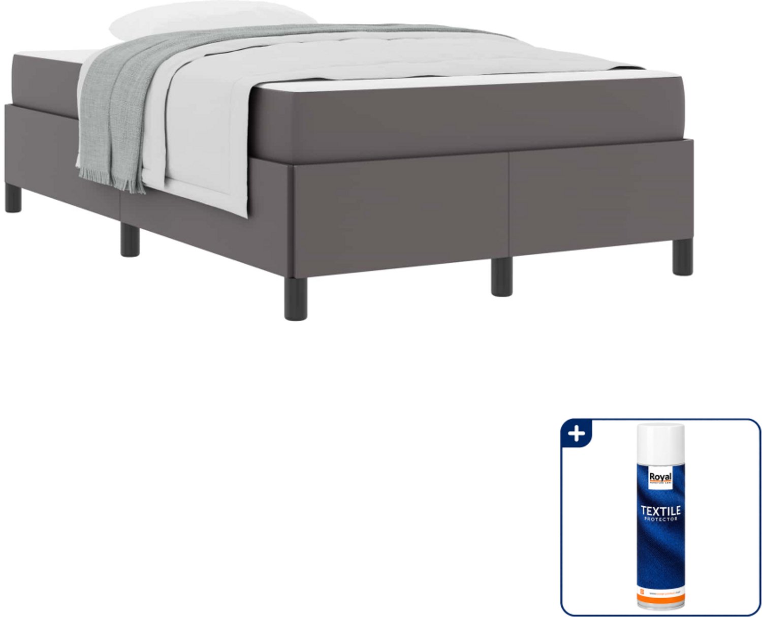 vidaXL bedframe met matras - 120 x 200 cm - stof - grijs - Inclusief textielbeschermer 500 ml Bruin