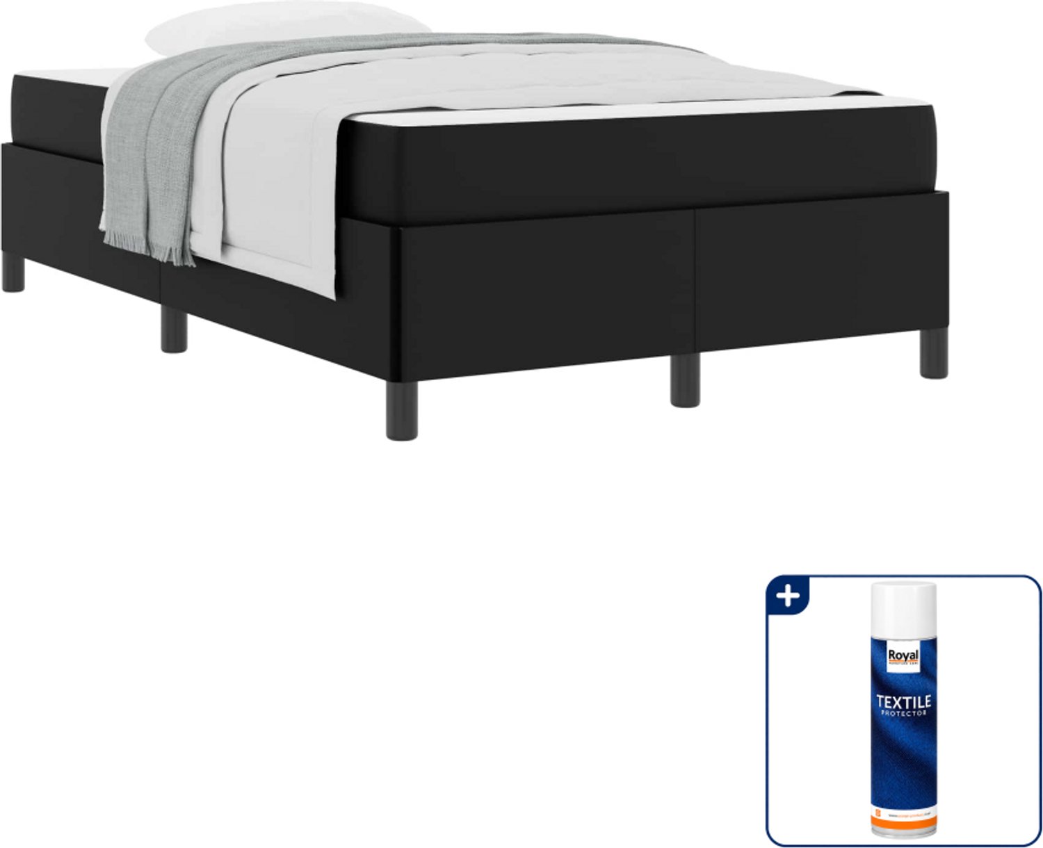 vidaXL bedframe met matras - 120 x 200 cm - stof - zwart - Inclusief textielbeschermer 500 ml Grijs