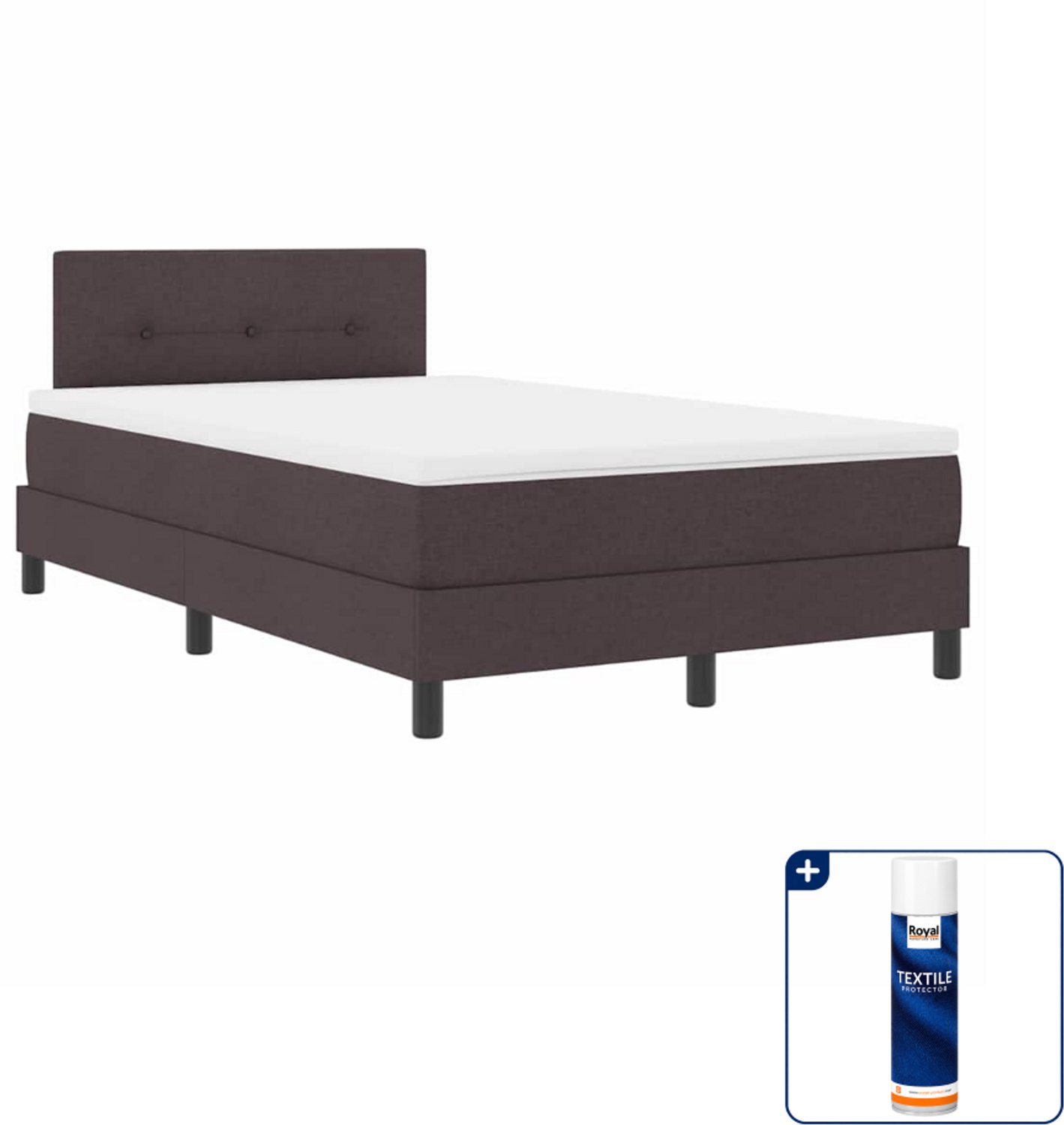 vidaXL boxspring - 120 x 200 cm - donkerbruin - Inclusief textielbeschermer 500 ml