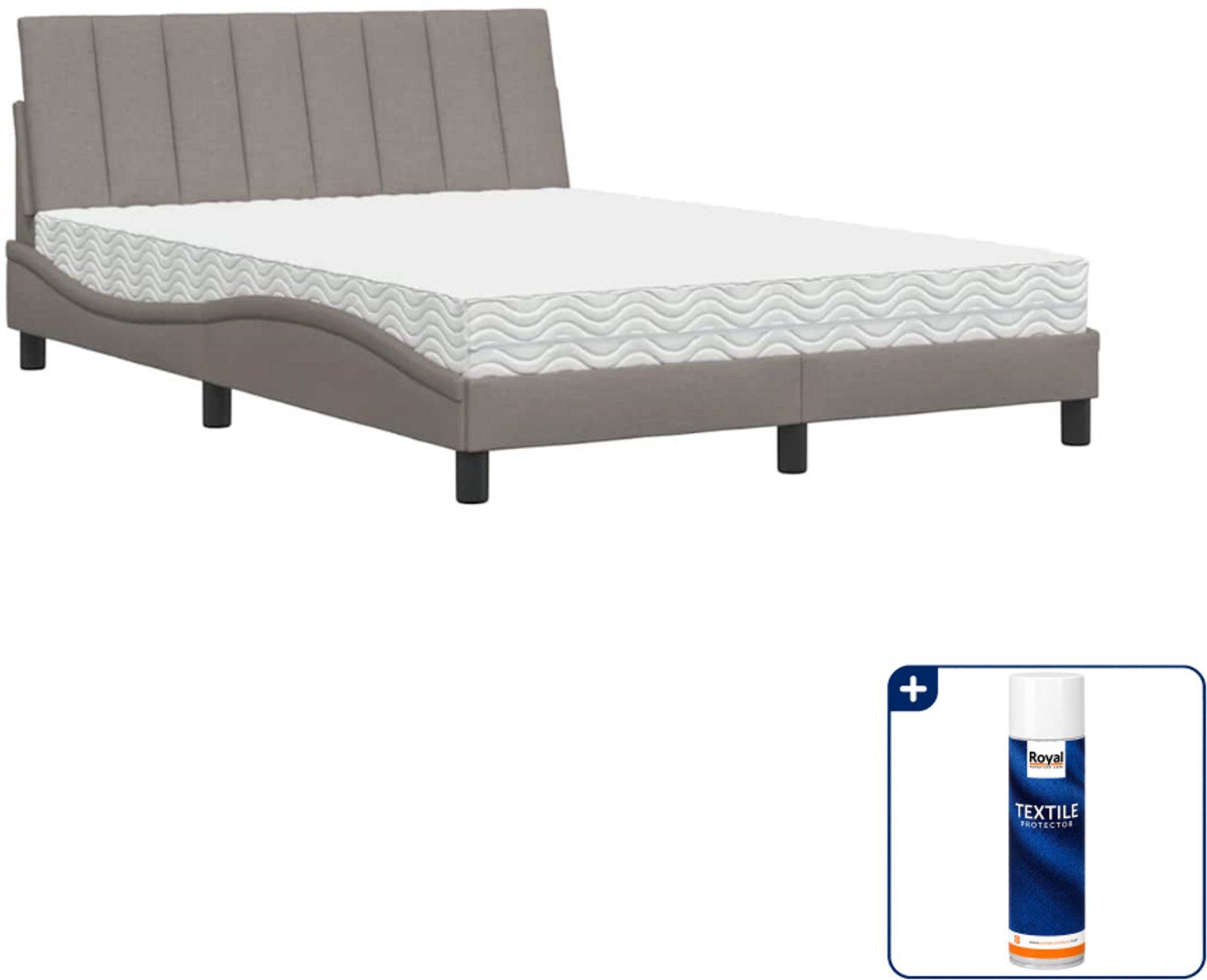 vidaXL Hanko bed met matras - 120 x 200 cm - taupe - Inclusief textielbeschermer 500 ml