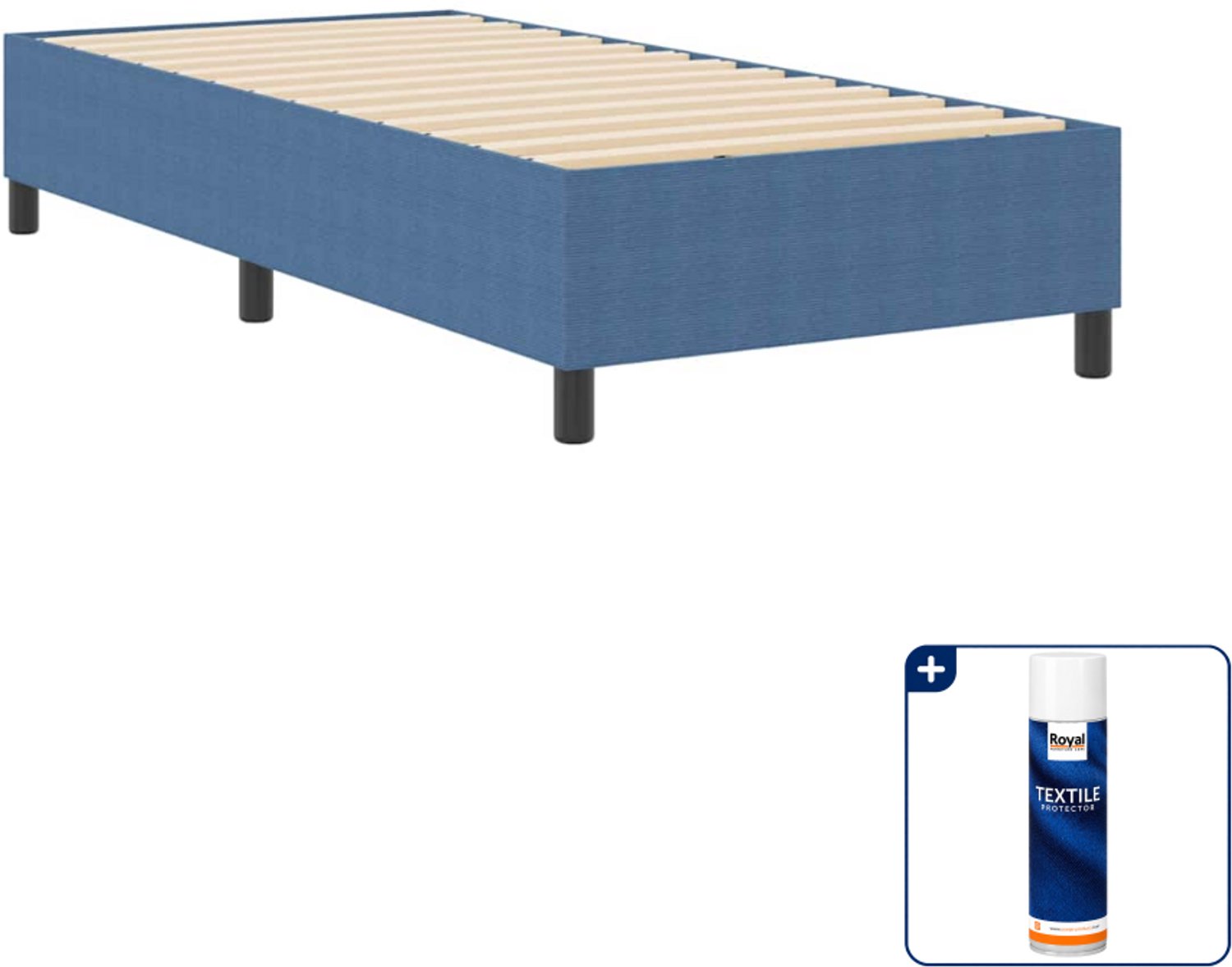 vidaXL platform bedframe - 90 x 190 cm - blauw - Inclusief textielbeschermer 500 ml