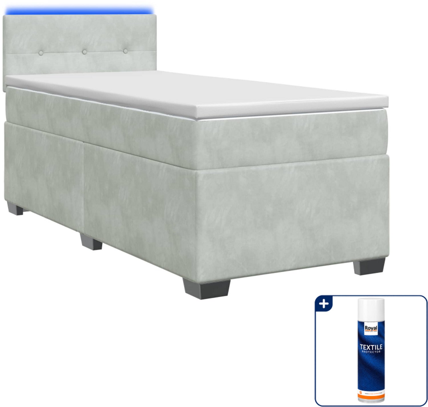 vidaXL boxspring met matras en led - 80 x 200 cm - lichtgrijs - Inclusief textielbeschermer 500 ml