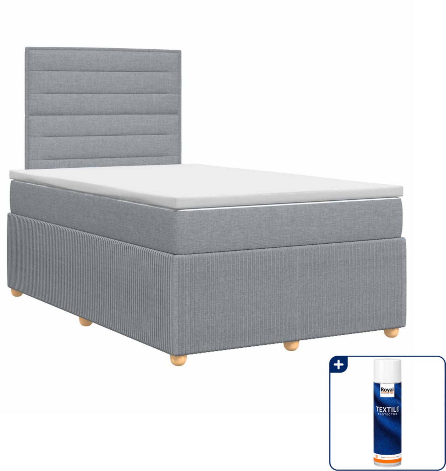 vidaXL boxspringbed met matras - 120 x 190 cm - lichtgrijs - Inclusief textielbeschermer 500 ml