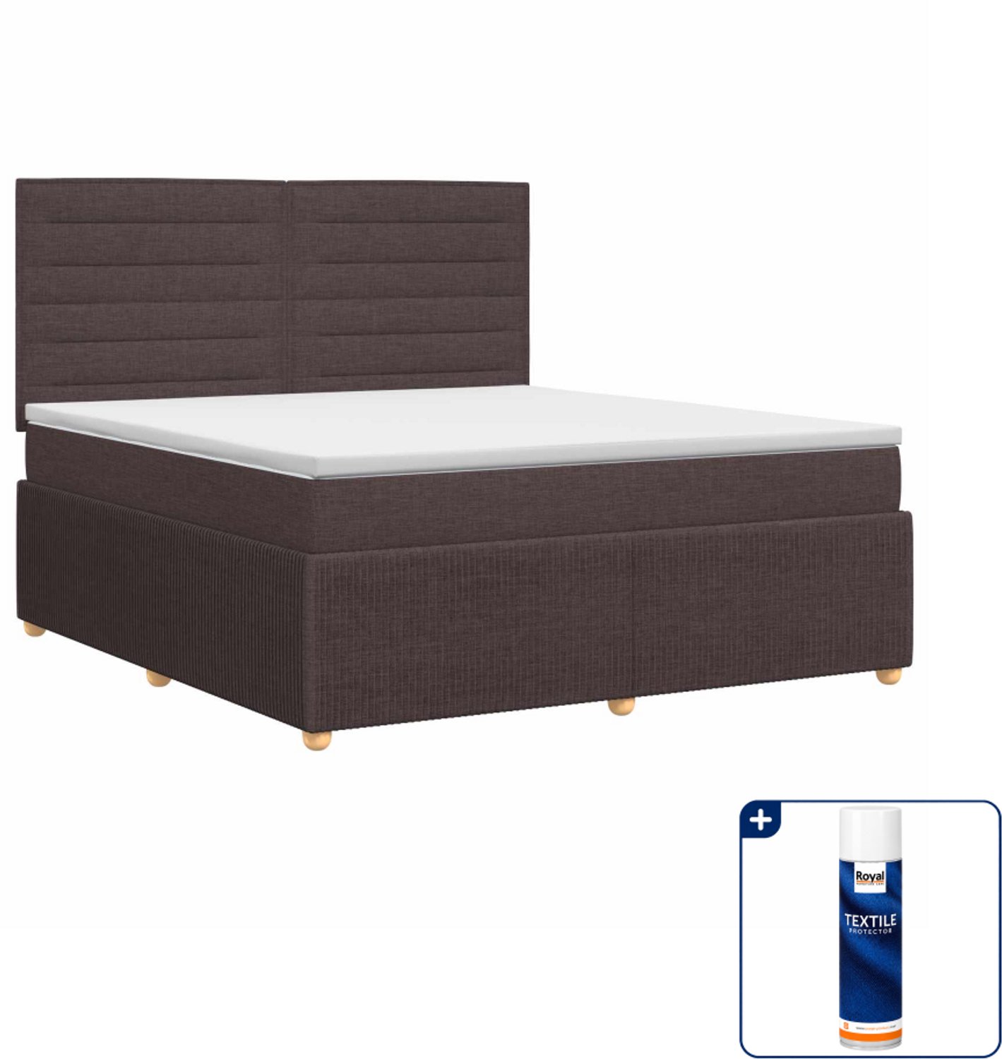 vidaXL boxspringbed met matras - 140 x 190 cm - donkerbruin - Inclusief textielbeschermer 500 ml