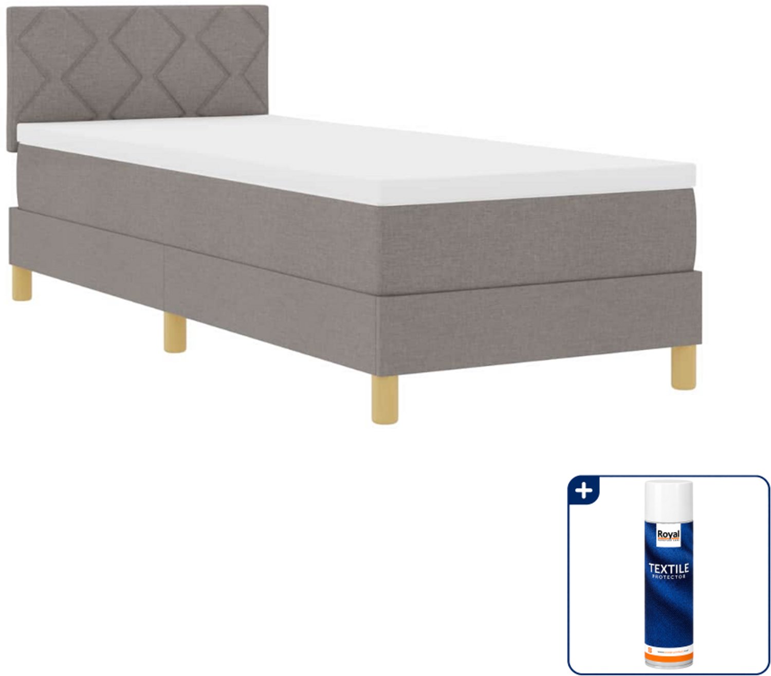 vidaXL led boxspringbed - 80 x 200 cm - taupe - Inclusief textielbeschermer 500 ml