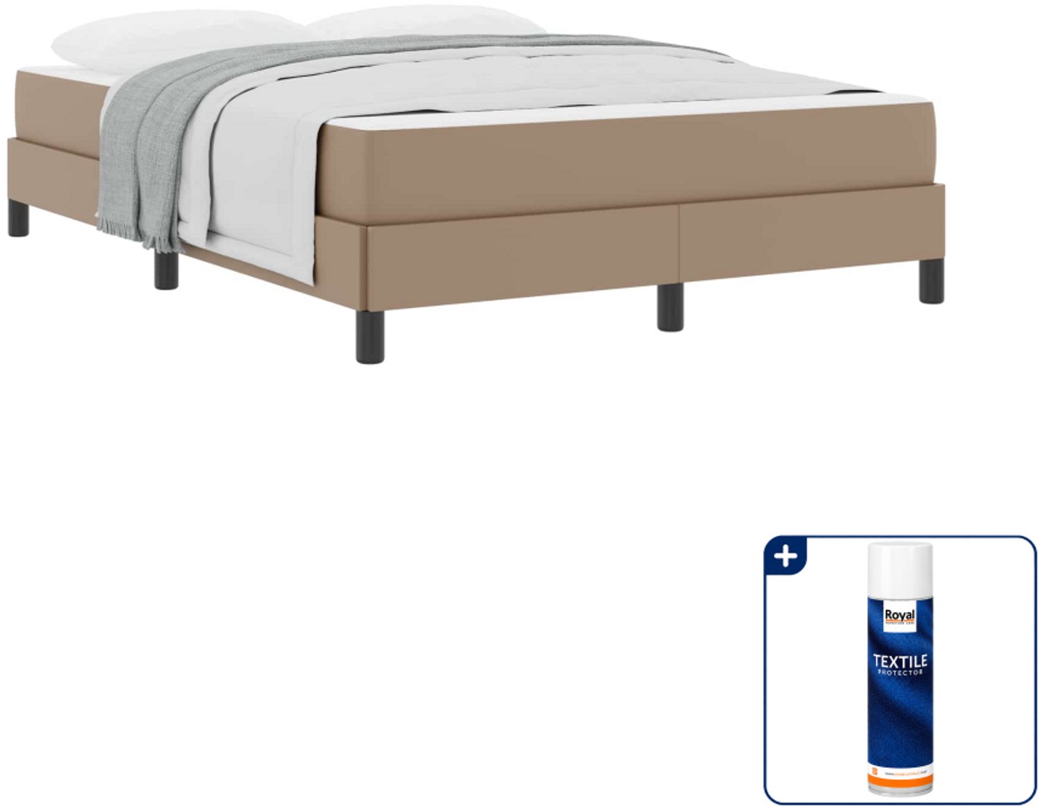 vidaXL Queensize bed met matras 160 x 200 cm - stof - cappuccino - Inclusief textielbeschermer 500 ml Bruin