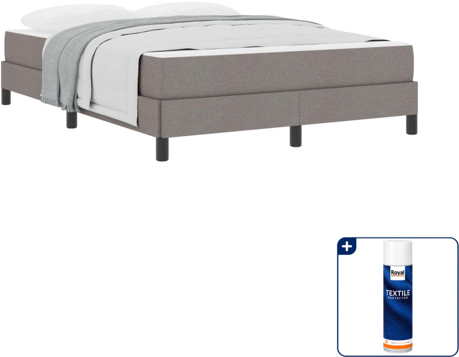 vidaXL Boxspringbed Queensize - 160 x 200 cm - taupe - Inclusief textielbeschermer 500 ml