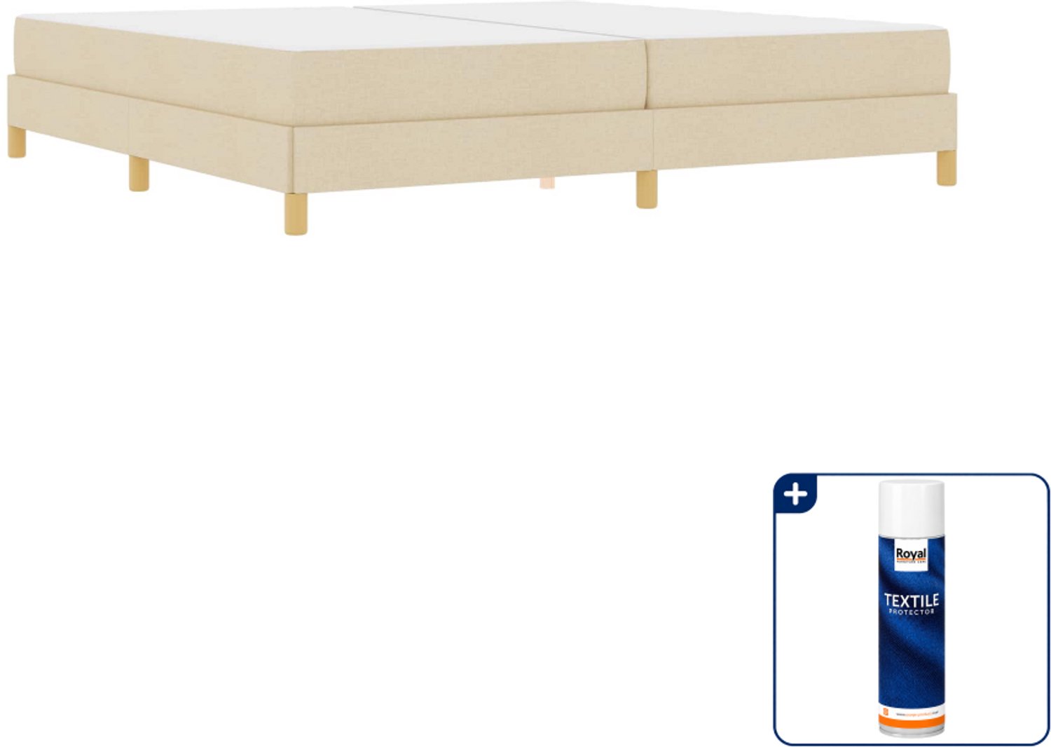 vidaXL boxspringbed met matras - 200 x 200 cm - stof - crème - Inclusief textielbeschermer 500 ml