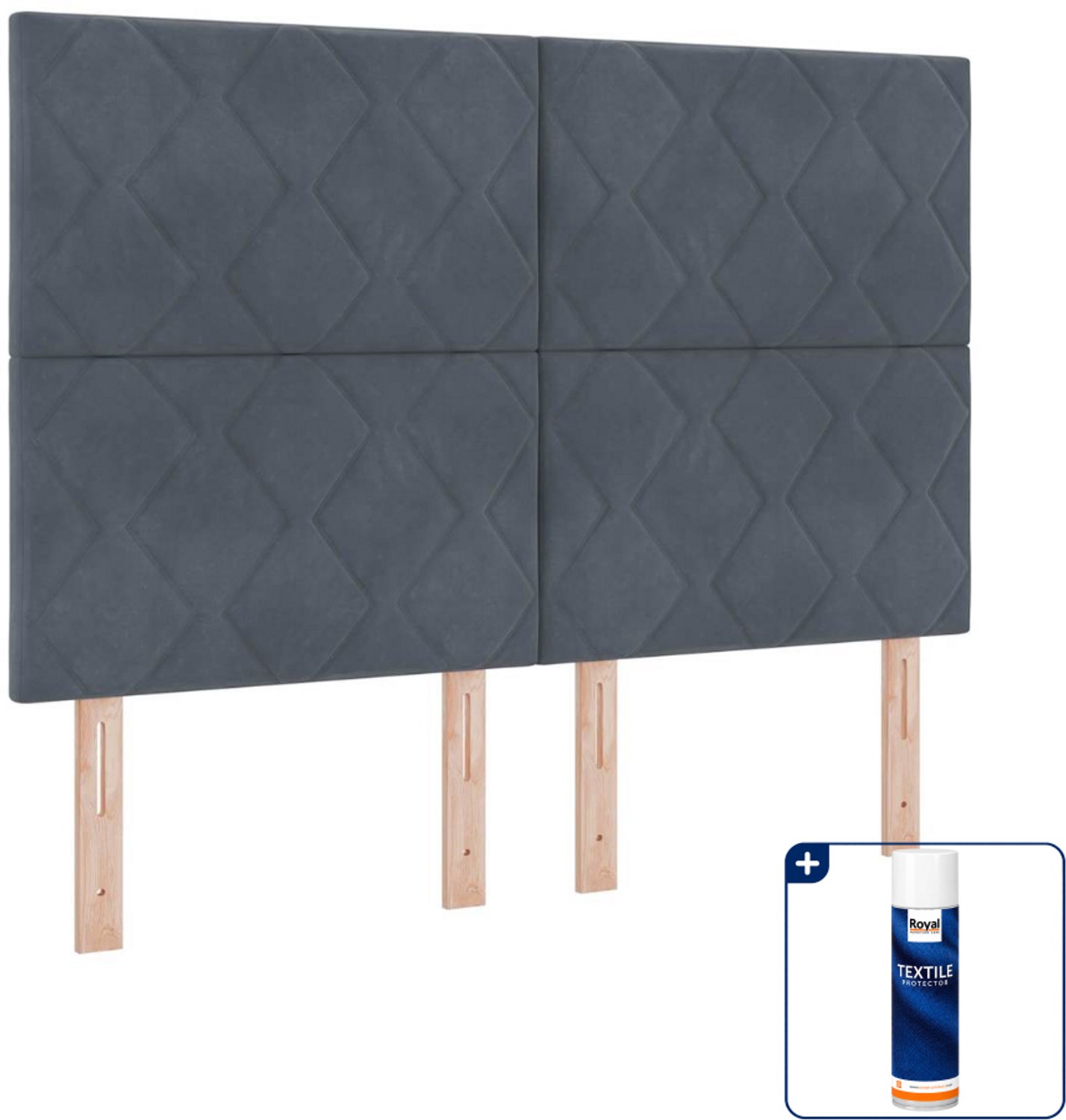 vidaXL led boxspring Small double - 140 x 200 cm - donkergrijs - Inclusief textielbeschermer 500 ml