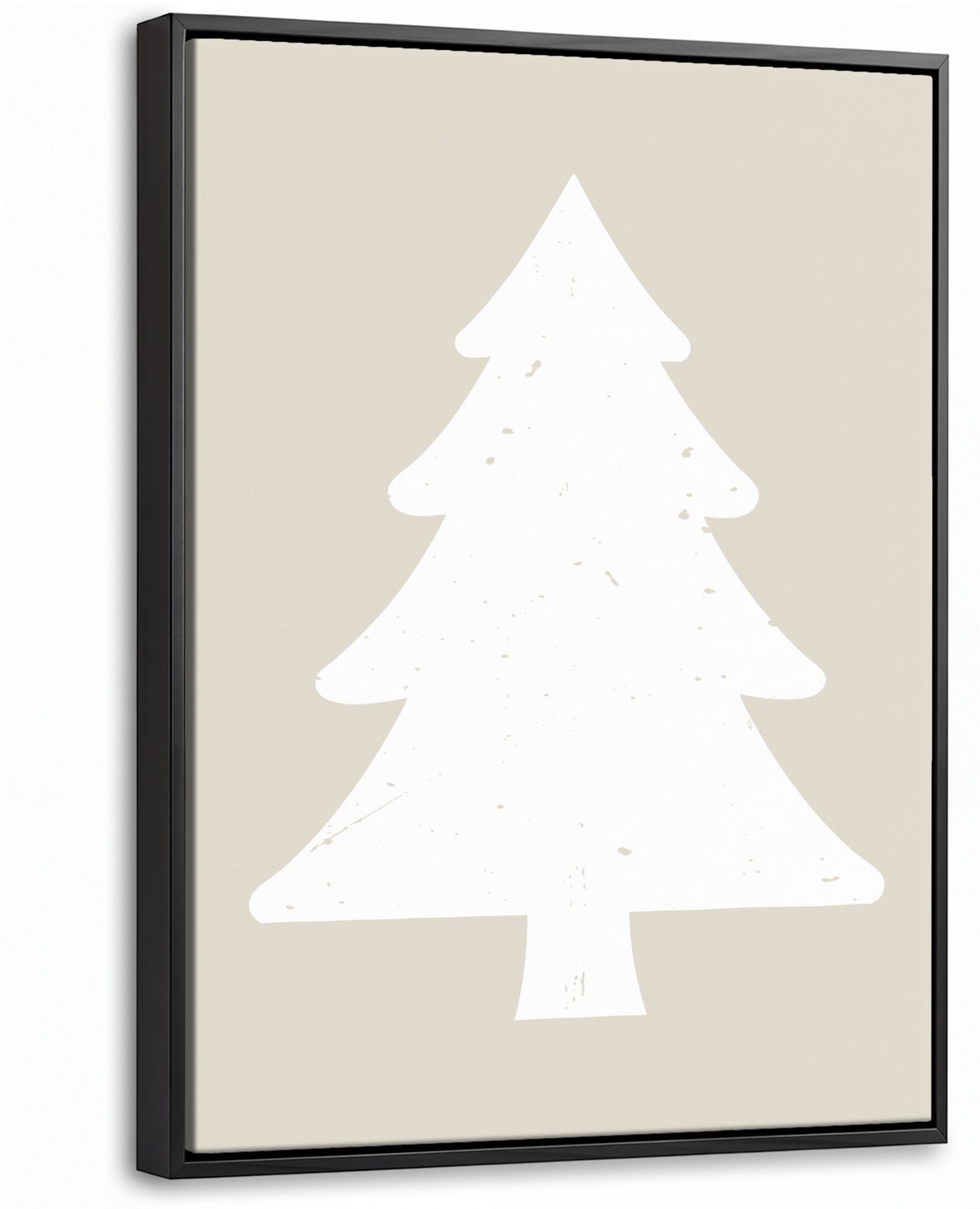 Canvas Schilderij met Baklijst 30x40cm - Japandi - Kerstboom - Beige - Kerstversiering - Muurdecoratie woonkamer - Slaapkamer decoratie - Kamer accessoires - Schilderijen op canvas met lijst