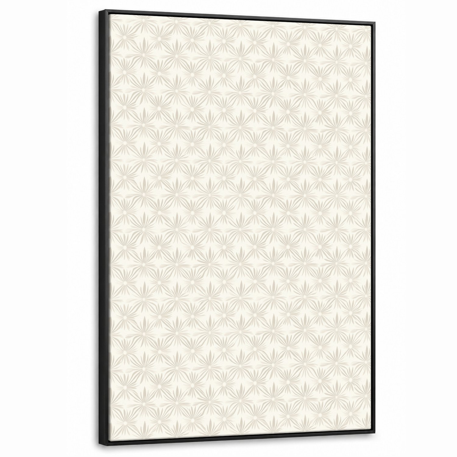 Canvas Schilderij met Baklijst XXL Canvas Schilderij met Baklijst 100x150cm - Patroon - Bloemen - Beige - Muurdecoratie woonkamer - Slaapkamer decoratie - Kamer accessoires - Schilderijen op canvas met lijst groot