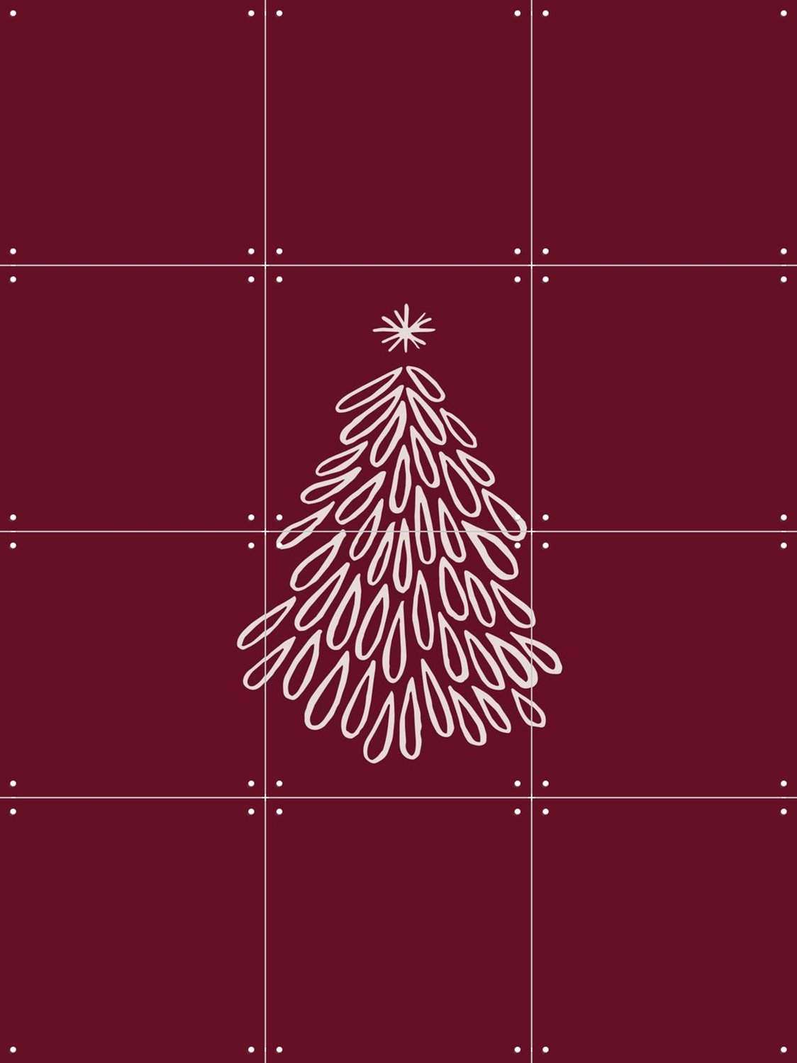 IXXI Minimalist Christmas Tree, Palmartprints - 60 x 80 cm - Grote wanddecoratie en posters - Minimalisme, Modern, Trap, Woonkamer, Slaapkamer, Kerst Rood