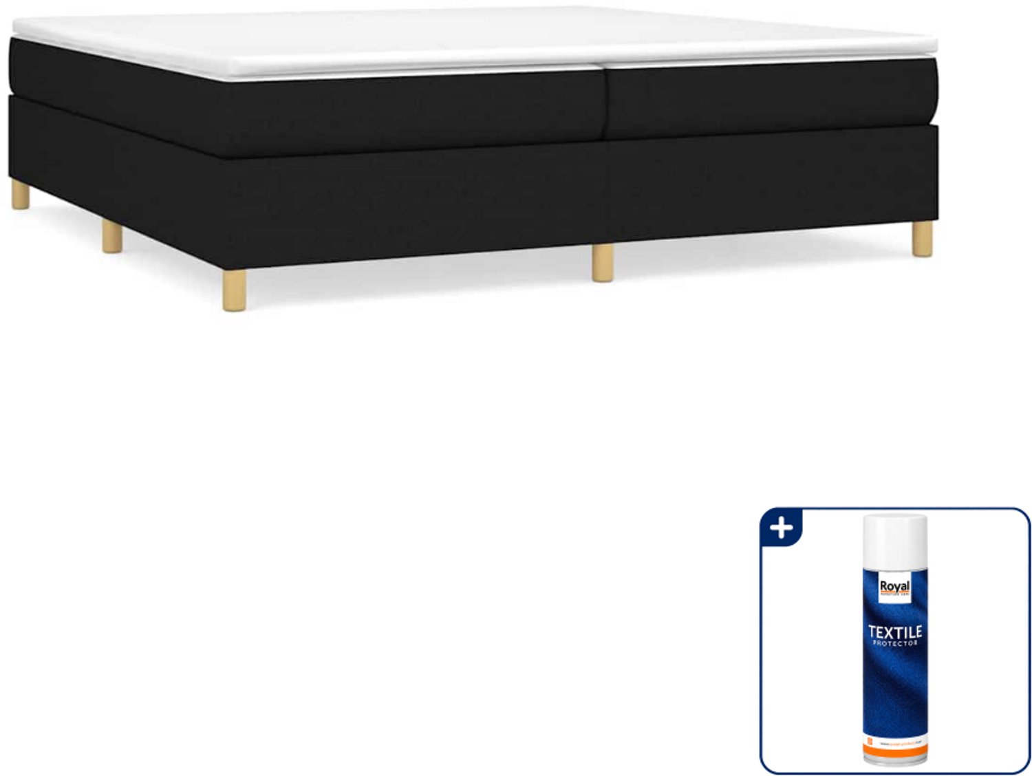 vidaXL boxspring bed - 200 x 200 cm - stof - zwart - Inclusief textielbeschermer 500 ml