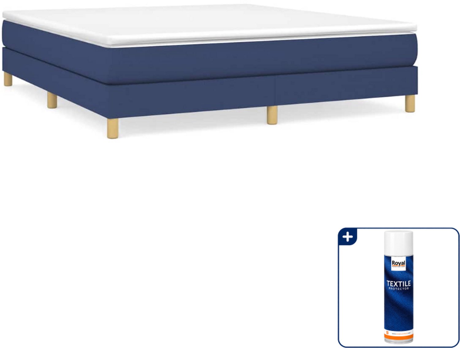 vidaXL Boxspring Queensize 160 x 200 cm - stof - blauw - Inclusief textielbeschermer 500 ml Zwart